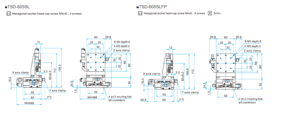 XYZ轴TSD平台（垂直） 60mm