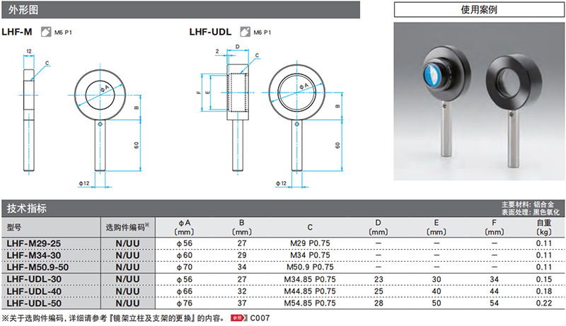 固定式聚光透镜镜架 LHF-UDL/LHF-M